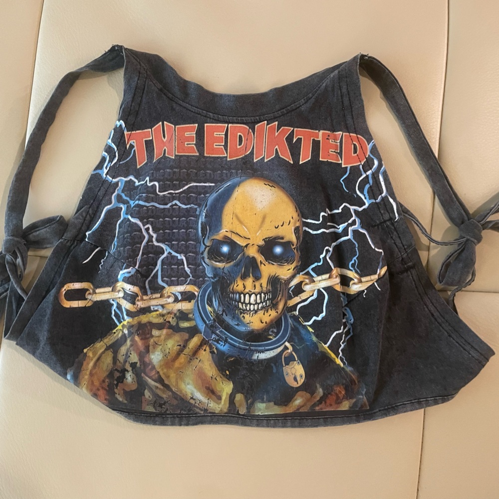 Edikted Charcoal Open Back Crop Top